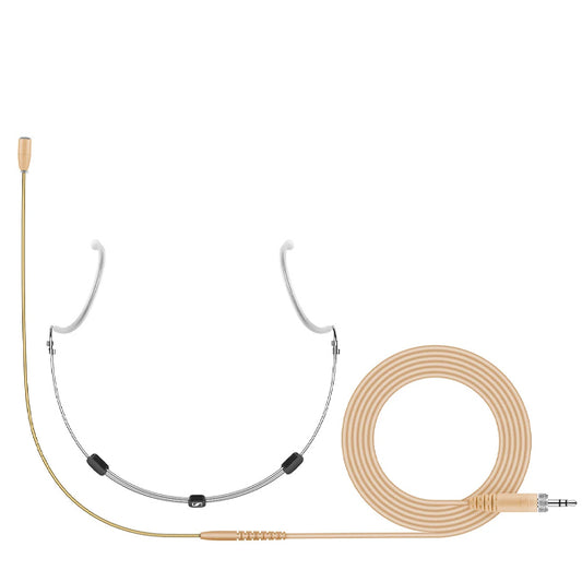 Sennheiser HSP Essential Omni Omnidriectional Headset Microphone with 20Hz-20kHz Pickup and Integrated 4.25 Inch Cable with 3.5mm Connector - Beige