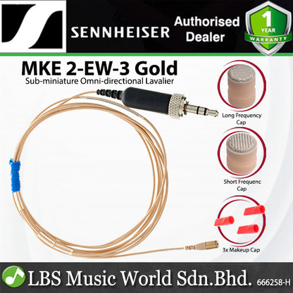 Sennheiser MKE 2-EW-3 Gold Subminiature Omnidirectional Lavalier Microphone for Theater and Broadcast Applications - Beige (MKE2 EW3)