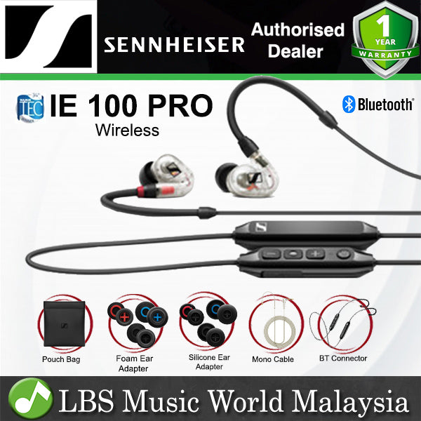 Sennheiser IE 100 PRO Wireless In Ear Monitors Headphones Mic SYS 10 Dynamic Transducer Detachable Cable Microphone with Bluetooth and Pouch Bag (IE100PRO)