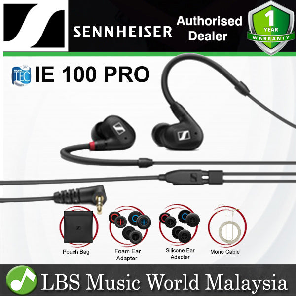 Sennheiser IE 100 PRO In Ear Monitors Headphones Mic SYS 10 Dynamic Transducer Detachable Cable Microphone with Pouch Bag (IE100PRO)