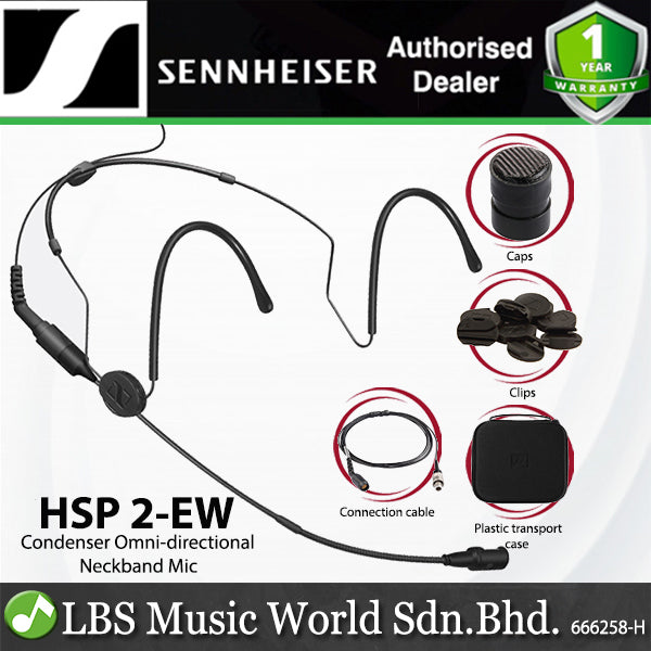 Sennheiser HSP 2-EW Condenser Microphone Omnidirectional Neckband Mic for Wireless - Black (HSP2 EW)
