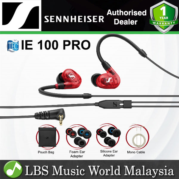 Sennheiser IE 100 PRO In Ear Monitors Headphones Mic SYS 10 Dynamic Transducer Detachable Cable Microphone with Pouch Bag (IE100PRO)