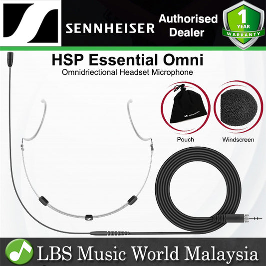 Sennheiser HSP Essential Omni Omnidriectional Headset Microphone with 20Hz-20kHz Pickup and Integrated 4.25 Inch Cable with 3.5mm Connector - Black