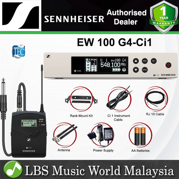 Sennheiser EW 100 G4-Ci1 Wireless System for Guitar and Bass with Instrument Cable and Accesories (EW100G4Ci1)
