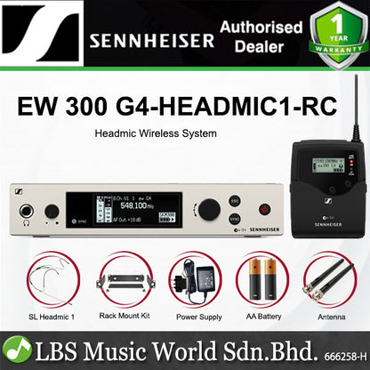 Sennheiser EW 300 G4-HEADMIC1-RC Wireless Headworn System with Hardcase and SL Head Mic 1 (EW300G4Headmic1RC)
