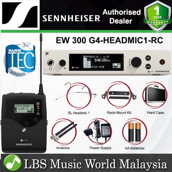 Sennheiser EW 300 G4-HEADMIC1-RC Wireless Headworn System with Hardcase and SL Head Mic 1 (EW300G4Headmic1RC)