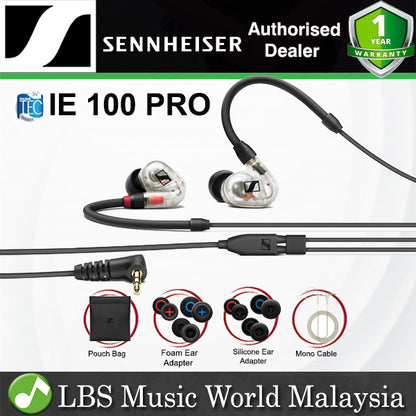 Sennheiser IE 100 PRO In Ear Monitors Headphones Mic SYS 10 Dynamic Transducer Detachable Cable Microphone with Pouch Bag (IE100PRO)