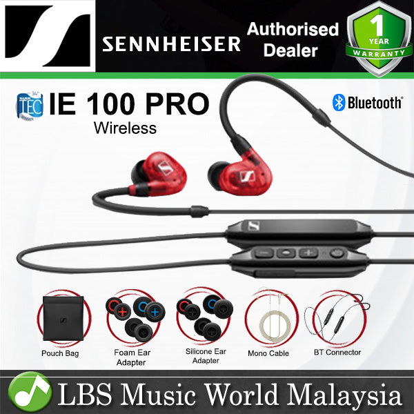 Sennheiser IE 100 PRO Wireless In Ear Monitors Headphones Mic SYS 10 Dynamic Transducer Detachable Cable Microphone with Bluetooth and Pouch Bag (IE100PRO)