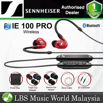 Sennheiser IE 100 PRO Wireless In Ear Monitors Headphones Mic SYS 10 Dynamic Transducer Detachable Cable Microphone with Bluetooth and Pouch Bag (IE100PRO)