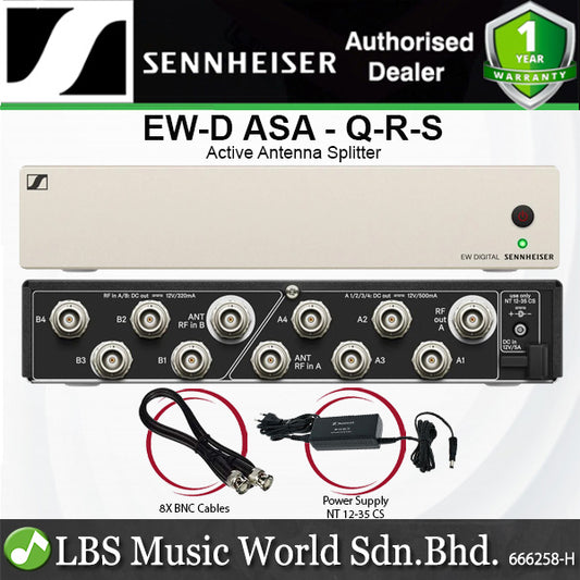 Sennheiser EW-D ASA Q-R-S Active Antenna Splitter Kit with Power Supply and 8x BNC Interconnect Cables (EW D ASA QRS)