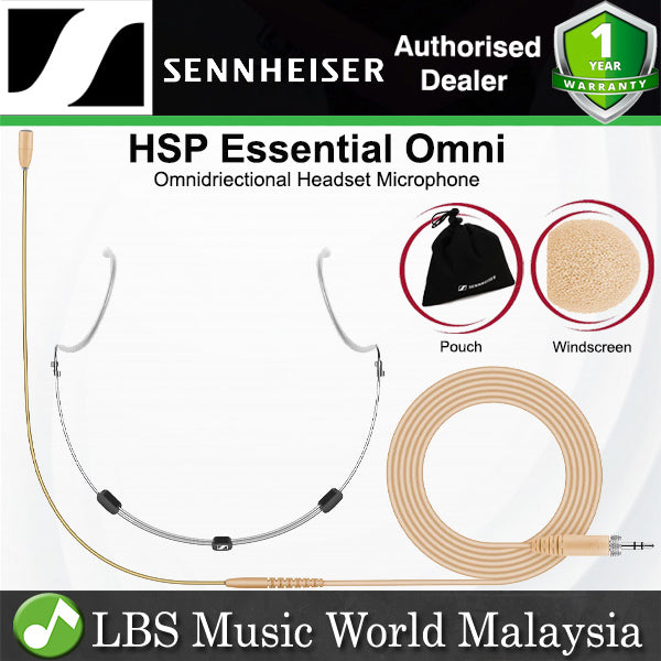 Sennheiser HSP Essential Omni Omnidriectional Headset Microphone with 20Hz-20kHz Pickup and Integrated 4.25 Inch Cable with 3.5mm Connector - Black