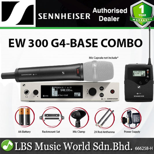 Sennheiser EW 300 G4-BASE COMBO Wireless Microphone System Handless Mics with Mute Switch ,Hardcase and Mic Stand (EW300G4BASE)