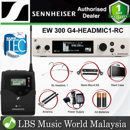 Sennheiser EW 300 G4-HEADMIC1-RC Wireless Headworn System with Hardcase and SL Head Mic 1 (EW300G4Headmic1RC)