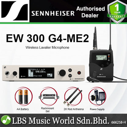 Sennheiser EW 300 G4-ME2-RC Wireless Lavalier Microphone System with Me 2 Clip On Mic and Hardcase (EW300ME2RC)