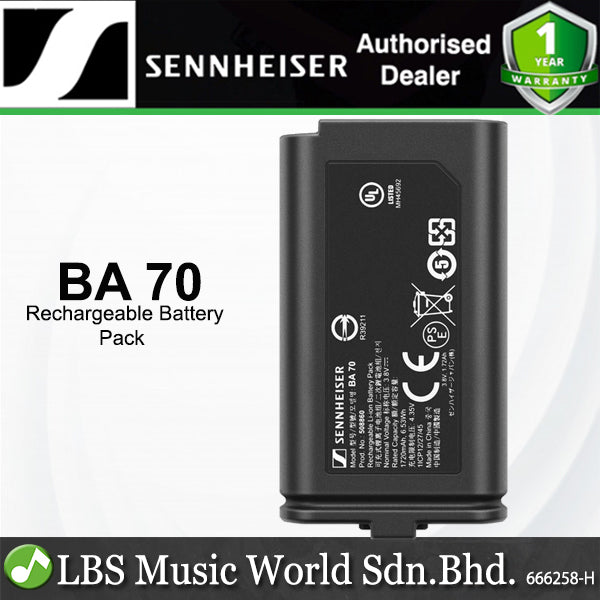 Sennheiser BA 70 Rechargeable Lithium-ion Battery Pack for EW-D Wireless (BA70)