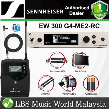 Sennheiser EW 300 G4-ME2-RC Wireless Lavalier Microphone System with Me 2 Clip On Mic and Hardcase (EW300ME2RC)
