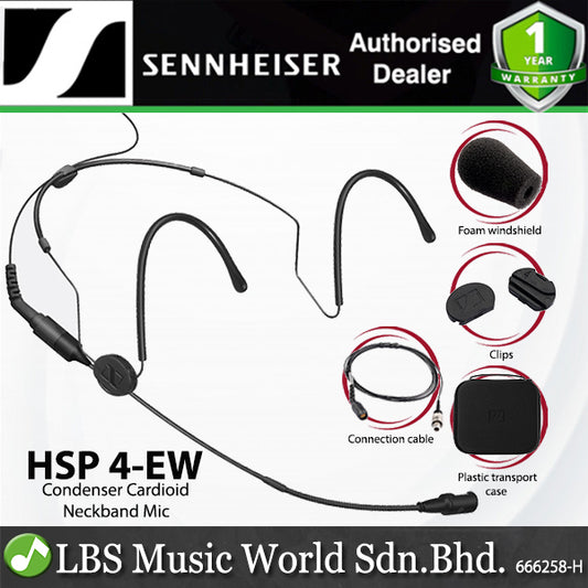 Sennheiser HSP 4-EW Lightweight Headworn Flexible Boom Microphone with Evolution Connector - Black (HSP4 EW3)