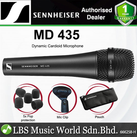 Sennheiser MD 435 Large Diaphragm Cardioid Dynamic Handheld Microphone Vocal Mic (MD435)