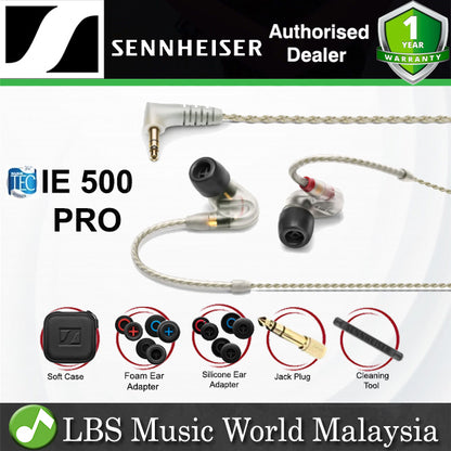 Sennheiser IE 500 PRO Monitor In Ear Earphones SYS 7 Dynamic Transducer and Detachable Clear Twisted Cable with Soft Case (IE500PR0)