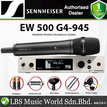Sennheiser EW 500 G4-945 Wireless Handheld Microphone System with Hardcase and Mic Stand (EW500G4945)