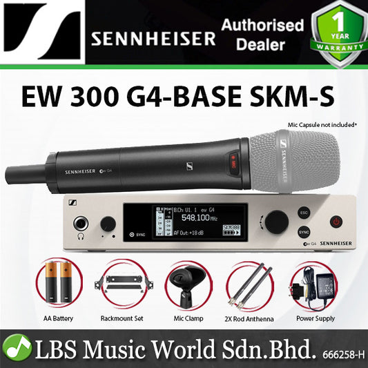 Sennheiser EW 300 G4-BASE-SKM-S Handheld Transmitter Wireless System with Accesories and without Mic Capsule