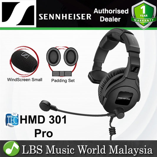 Sennheiser HMD 301 Pro Single Side Broadcast Headset Dynamic Mic Hyper Cardioid Microphone ActiveGard (HMD301Pro)