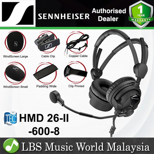 Sennheiser HMD 26-II-600 600 Ohms Professional Broadcast Headset Mic Dynamic Microphone (HMD26II600)
