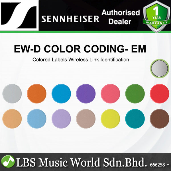 Sennheiser EW-D Color Coding Labels Wireless Link Identification for Evolution Wireless Digital Receivers and Transmitters