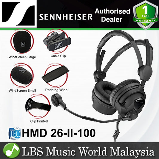 Sennheiser HMD 26-II-100 100 Ohms Professional Broadcast Headset Mic Dynamic Microphone (HMD26II100)