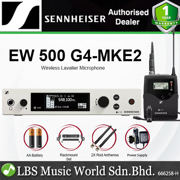 Sennheiser EW 500 G4-MKE2 Wireless Lavalier Microphone System with Accesories and Hardcase (EW500G4MKE2)