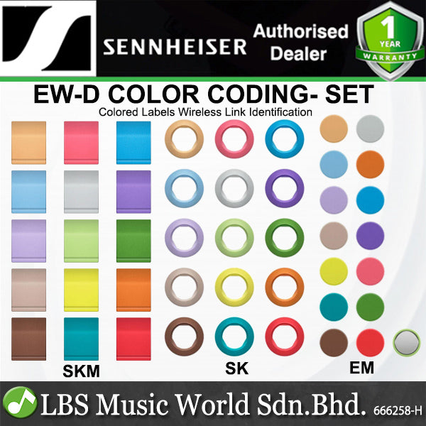 Sennheiser EW-D Color Coding Labels Wireless Link Identification for Evolution Wireless Digital Receivers and Transmitters
