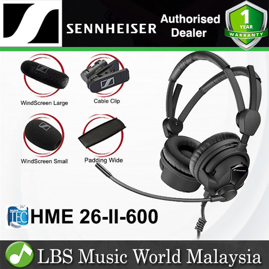 Sennheiser HME 26-II-600 600 Ohms Professional Broadcast Headset Mic Condenser Microphone without Cable (HME26II600)