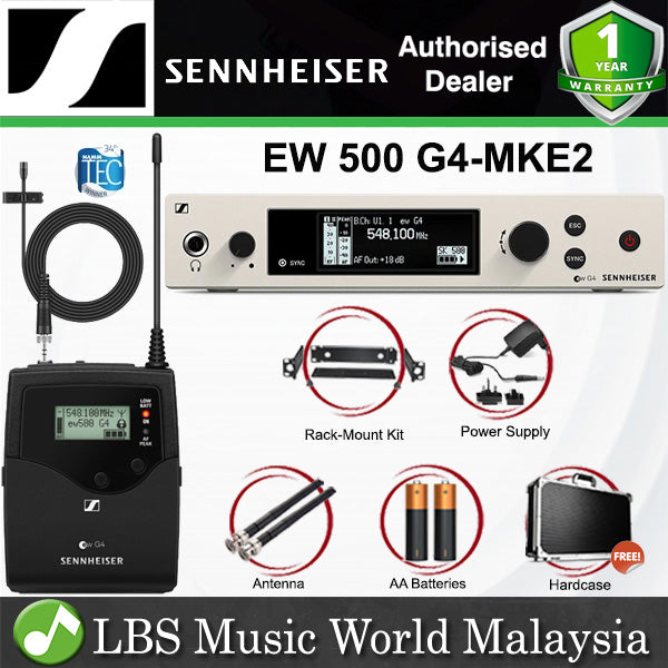 Sennheiser EW 500 G4-MKE2 Wireless Lavalier Microphone System with Accesories and Hardcase (EW500G4MKE2)