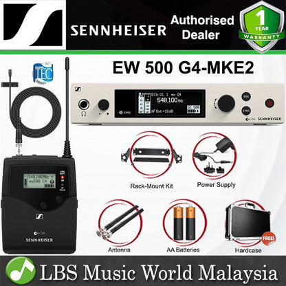 Sennheiser EW 500 G4-MKE2 Wireless Lavalier Microphone System with Accesories and Hardcase (EW500G4MKE2)