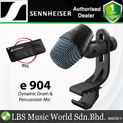 Sennheiser e 904 Dynamic Cardioid Mic Drum Microphone for Tom with Built In Rim Clip and Bag (e904)