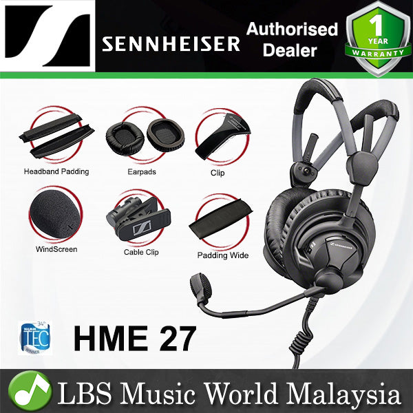 Sennheiser HMD 27 Professional Broadcast Headset Dynamic Microphone Hyper Cardioid Mic ActiveGard (HMD27)