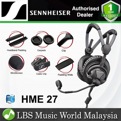 Sennheiser HMD 27 Professional Broadcast Headset Dynamic Microphone Hyper Cardioid Mic ActiveGard (HMD27)
