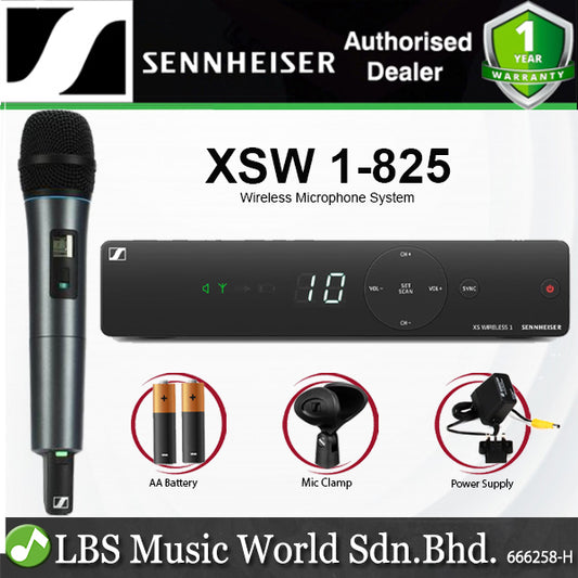 Sennheiser XSW 1-825 Wireless Microphone System with SKM 825-XSW Handheld Mic Transmitter, and EM-XSW 1 Receiver (XSW1825)