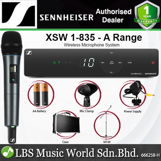 Sennheiser XSW 1-835 Wireless Microphone System with SKM 835-XSW Handled Mic Transmitter and EM-XSW 1 Receiver (XSW1835)