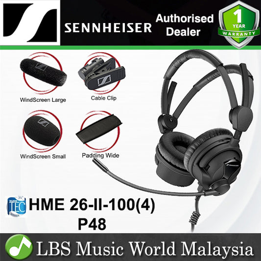 Sennheiser HME 26-II-100(4)-P48 100 Ohms Professional Broadcast Headset Mic Cardioid Microphone without Cable (HME26II100-4)