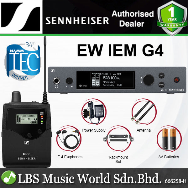 Sennheiser EW IEM G4 Wireless In Ear Monitoring System for Profesional Live Sound Application with Hardcase