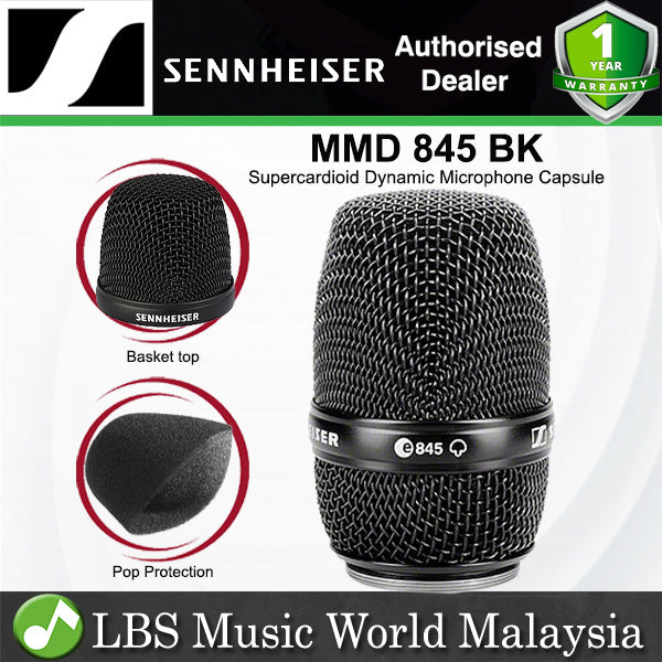 Sennheiser MMD 845-1 BK Supercardioid Dynamic Microphone Capsule for Wireless Transmitter - Black (MMD845BK)