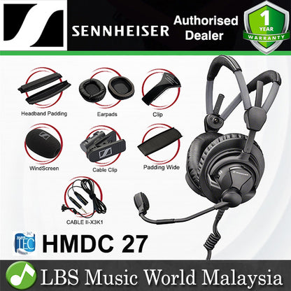 Sennheiser HMDC 27 Professional Broadcast Headset Dynamic Microphone Hyper Cardioid Mic NoiseGard with Cable (HMDC27)
