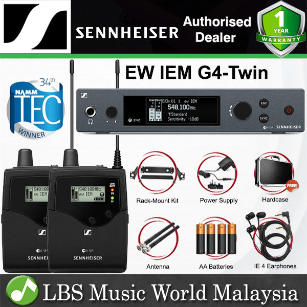 Sennheiser EW IEM G4-TWIN Double Wireless In Ear Monitoring System for Profesional Live Sound Applications with Hardcase(G4 Twin)