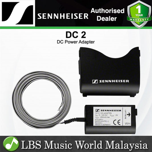 Sennheiser DC 2 12V Power Adapter for Evolution G2, G3 and 2000 Series Bodypacks Transmitters (DC12)