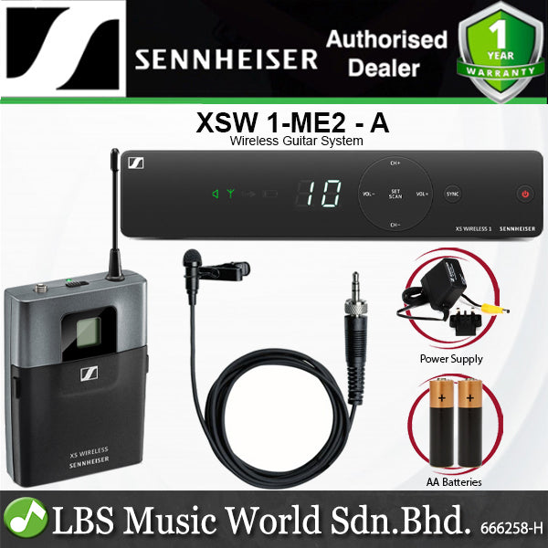 Sennheiser XSW 1-ME2 Wireless Lavalier Microphone System with ME2 Lavalier Mic, SK-XSW Bodypack Transmitter and EM-XSW 1 Receiver (XSW1ME2)