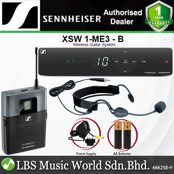 Sennheiser XSW 1-ME3 Wireless Headworn Microphone System with ME3 Headset Mic, SK-XSW Bodypack Transmitter and  EM-XSW 1 Receiver (XSW1ME3)