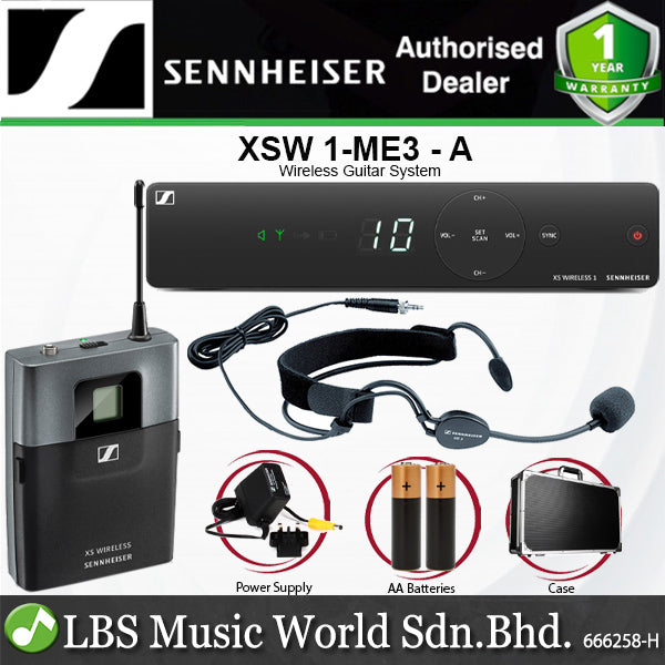 Sennheiser XSW 1-ME3 Wireless Headworn Microphone System with ME3 Headset Mic, SK-XSW Bodypack Transmitter and  EM-XSW 1 Receiver (XSW1ME3)