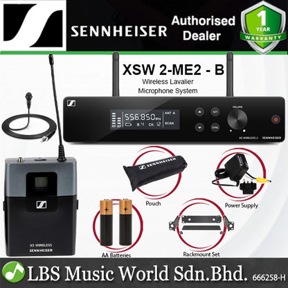 Sennheiser XSW 2-ME2 Wireless Microphone System with ME 2 Lavalier Mic, SK-SXW Bodypack Transmitter and EM-XSW 2 Receiver (XSW2ME2)