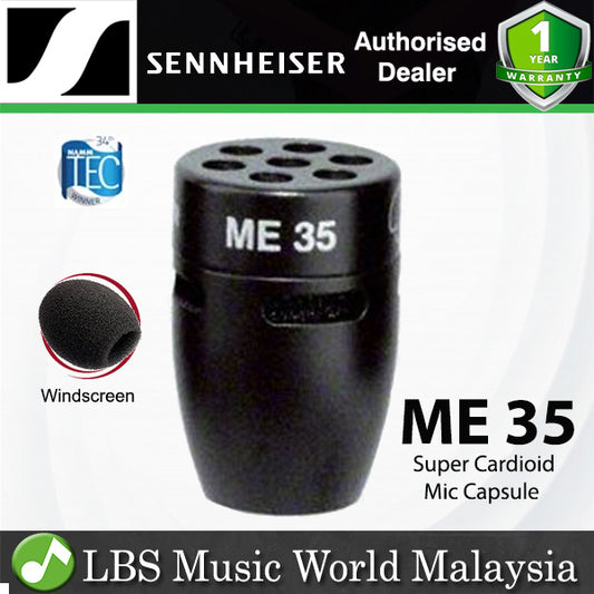 Sennheiser ME 35 Condenser Microphone Super Cardioid Mic Capsule for MZH Gooseneck with Windscreen - Black (ME35)